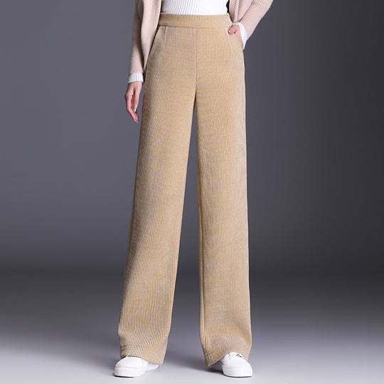 Damen Cord Stoffhose weit mit elastischem Bund