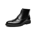 Damen Elegante Hochgeschlossene Schnürstiefel aus Leder R&B