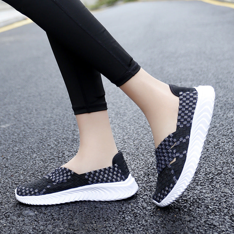 Damen Slip-On Sneakers mit atmungsaktiver Gewestruktur