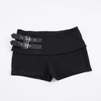 Damen Shorts mit breitem Bund und dekorativen Schnallen R&B
