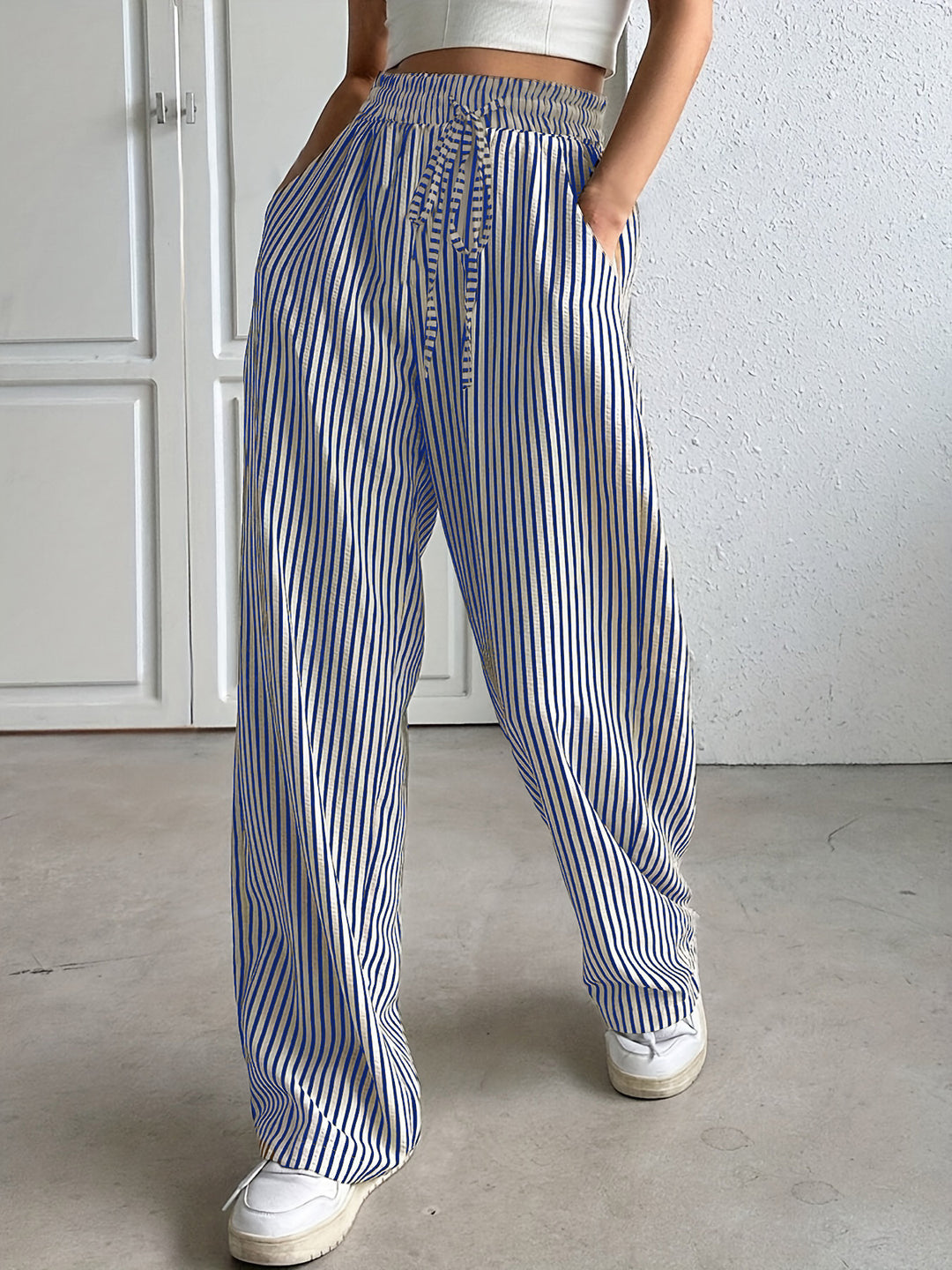 Damen Weite Streifen-Hose R&B