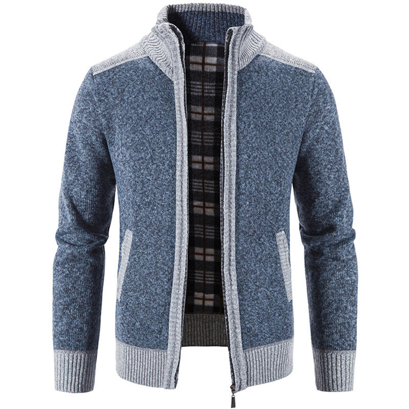 Herren Strickjacke mit modernem Stehkragen und strukturiertem Design R&B