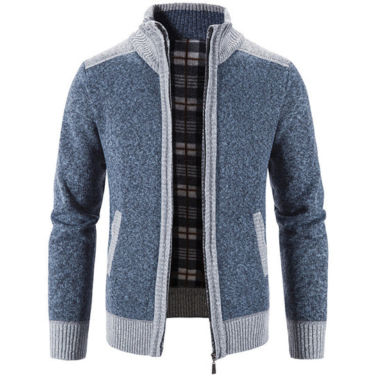 Herren Strickjacke mit modernem Stehkragen und strukturiertem Design R&B