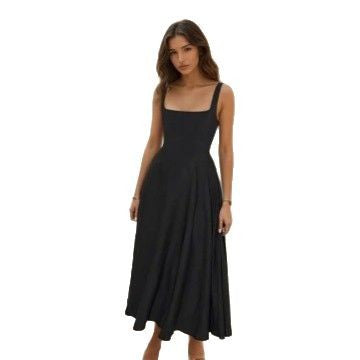 Damen Maxikleid mit schmalen Trägern und fließendem Rock Heidi-Mode