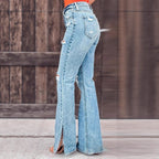 Damen Ripped Flared Jeans R&B