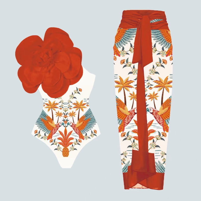 Damen Eleganter Einteiler mit kunstvoller Blumendekoration R&B