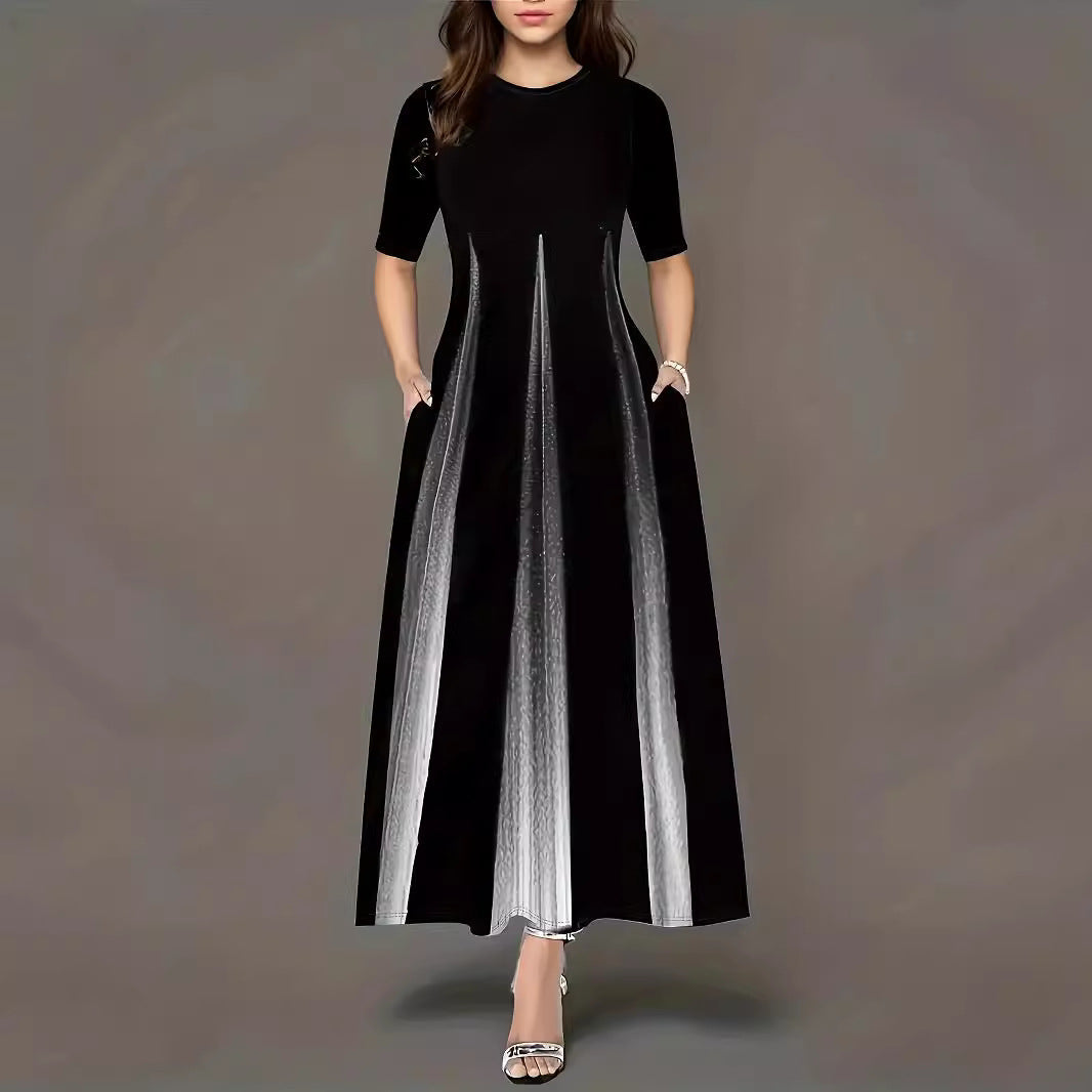 Damen Maxikleid mit eleganten Falten und praktischen Taschen R&B
