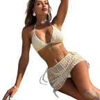 Damen Triangel-Bikini-Set mit luftiger Wickelrock-Detail R&B