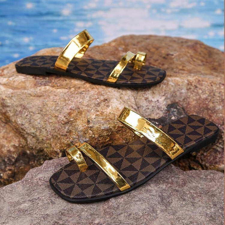 Damen modische Flip-Flops mit glänzenden Riemen R&B
