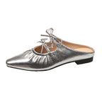 Damen Elegante Mules mit Raffung und verspieltem Schnürdetail R&B