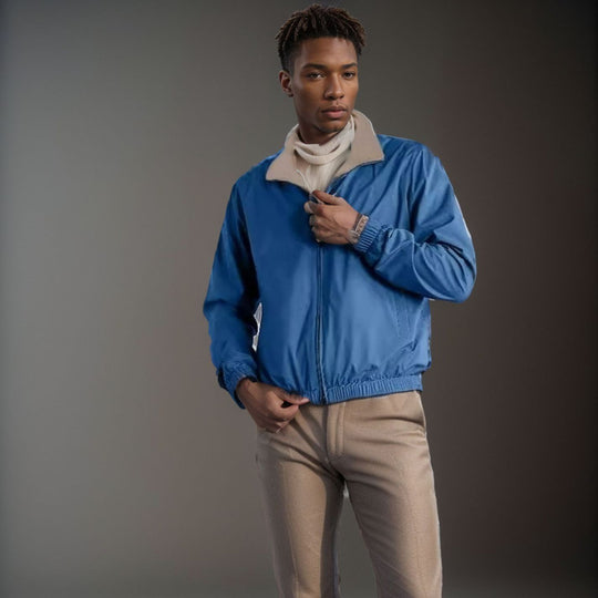 Herren leichte Windjacke mit hochabschließendem Kragen und praktischen Reißverschlusstaschen R&B