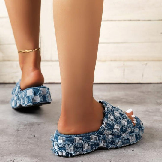Damen trendige Clogs im modernen Karomuster R&B