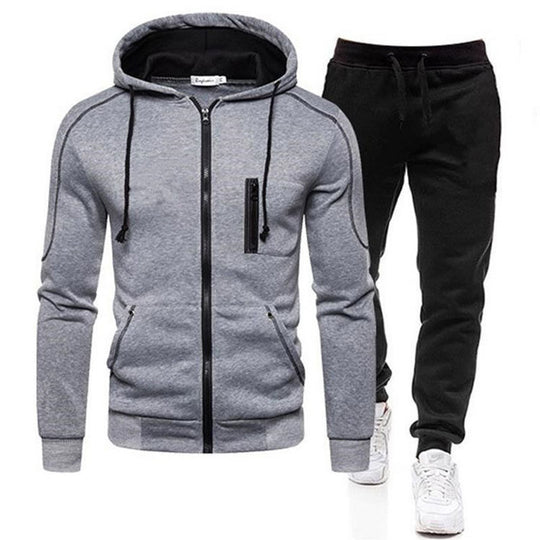 Herren sportliches Kombi-Outfit mit praktischen Reißverschlusstaschen R&B