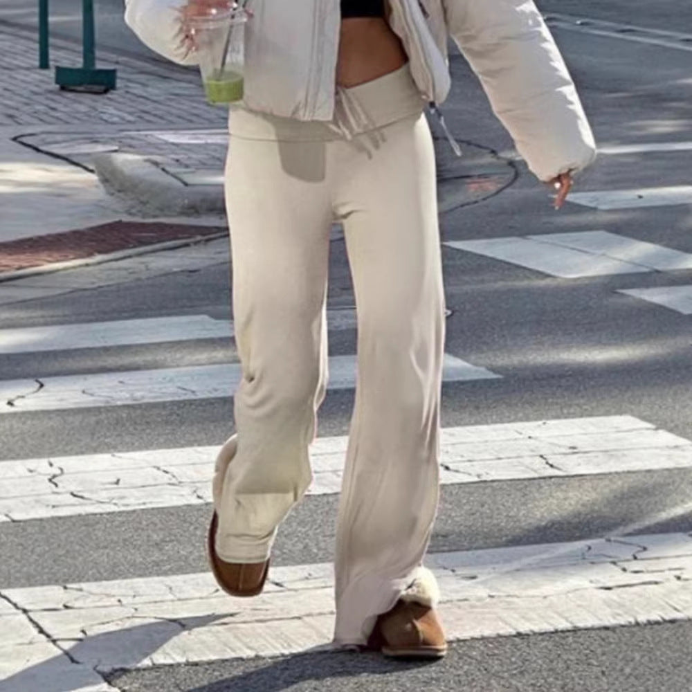 Damen weite Freizeit-Hose mit verstellbarem Bund und komfortablem Schnitt R&B