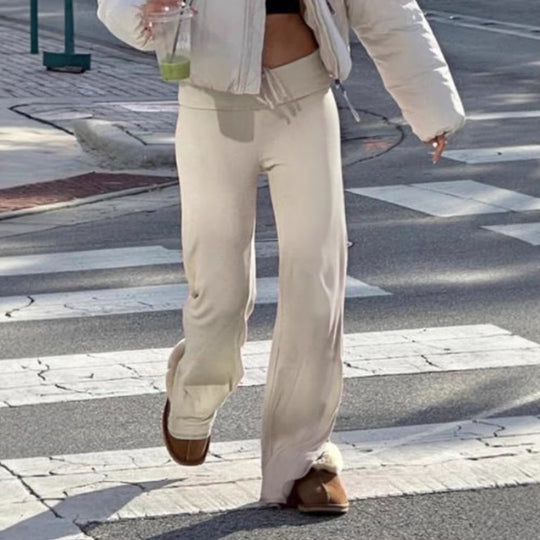 Damen weite Freizeit-Hose mit verstellbarem Bund und komfortablem Schnitt R&B