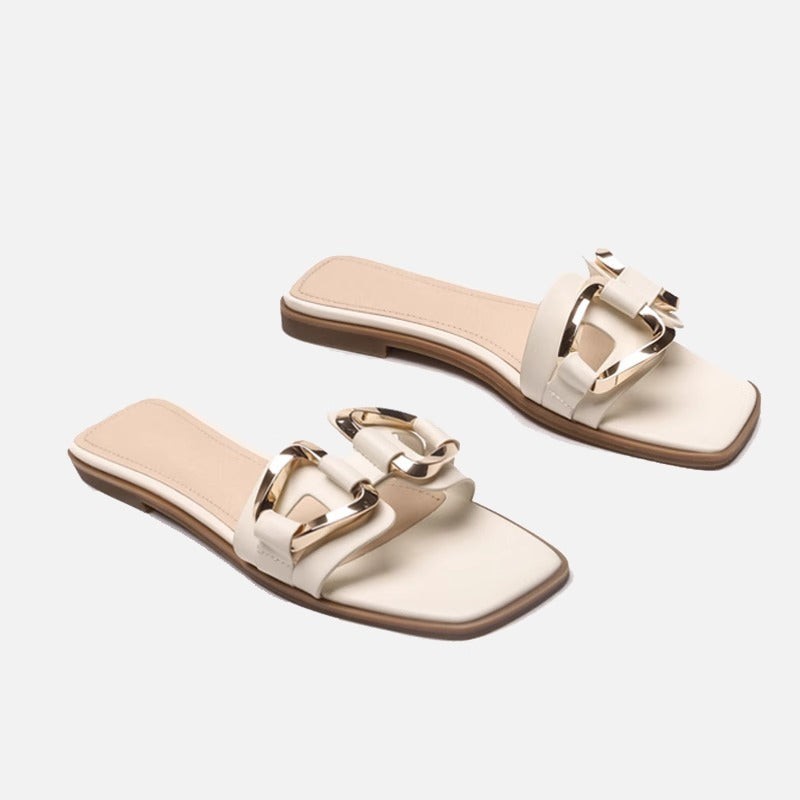 Damen Elegante Riemensandalen mit modischem Kettendetail und bequemer Fußbettgestaltung R&B