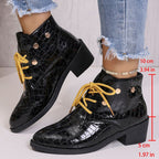 Damen modische Stiefeletten mit auffälligen Schnürdetails und stabiler Profilsohle R&B