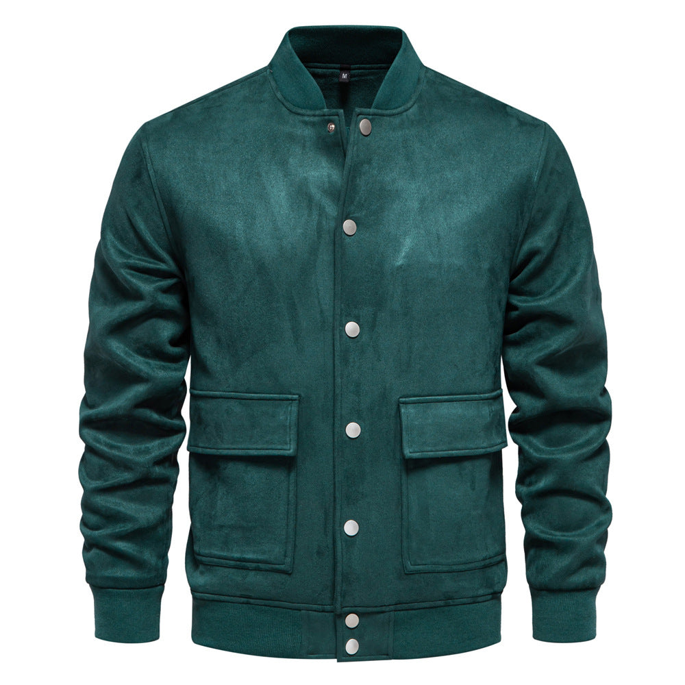 Herren leichter Kunstleder-Jacke mit praktischen Taschen R&B