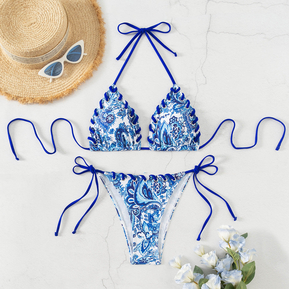 Damen Triangel-Bikini mit verspieltem Schnürdesign R&B