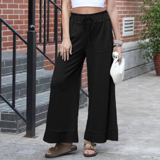 Damen Modische Palazzo-Hose mit elastischem Bund und praktischen Taschen R&B