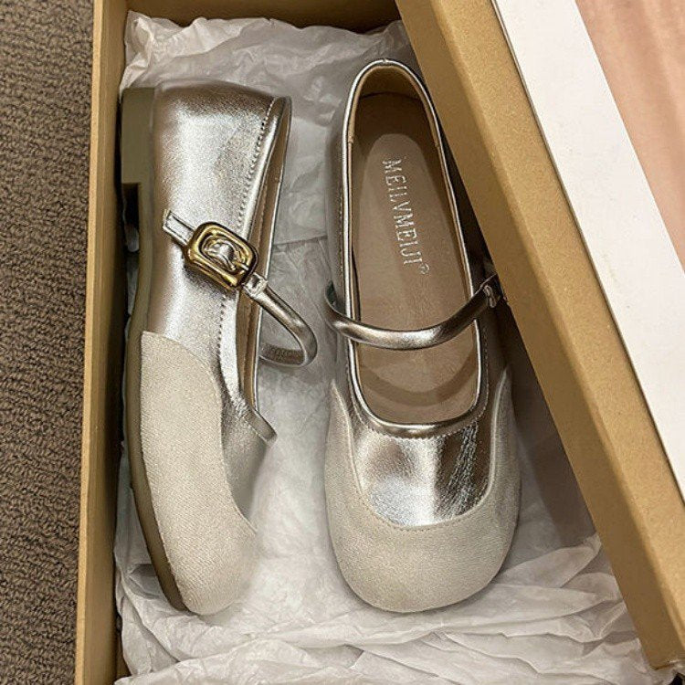 Damen elegante Ballerinas mit modischer Schnallenverzierung R&B