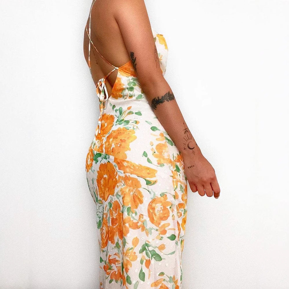Damen Blumenmuster Maxikleid R&B