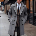Herren nan eleganter doppelt geknöpfter Wollmantel mit breitem Revers und tailliertem Businessschnitt R&B