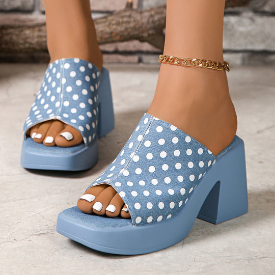 Damen Plateausandalen mit gepolsterter Sohle und modischem Punktedesign R&B