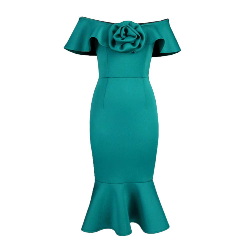 Damen figurbetontes Abendkleid mit Rüschendetails R&B