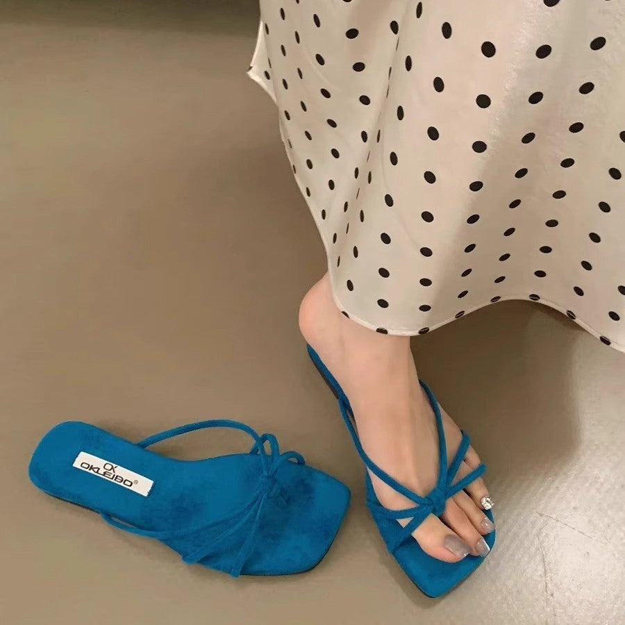 Damen modische Zehentrenner mit eleganten Schnürdetails R&B