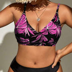 Damen Bikini-Top mit tiefem V-Ausschnitt und floralem Design R&B