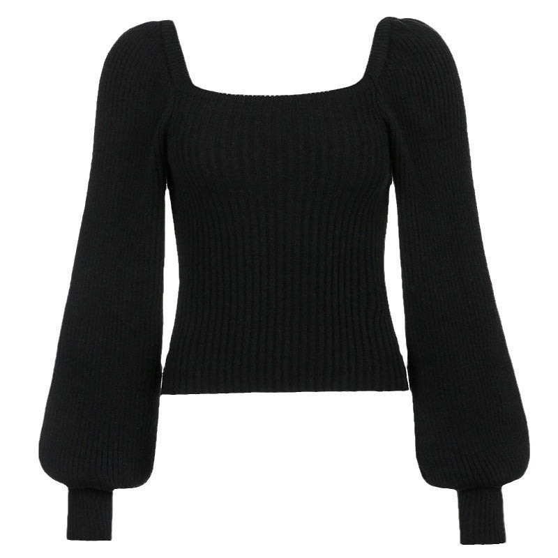 Damen Ripp-Strickpullover mit Puffärmeln R&B