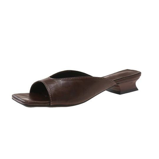 Damen offene Mules mit modernem Blockabsatz R&B