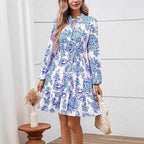 Damen Freizeitkleid mit Rüschendetails und floralem Muster R&B