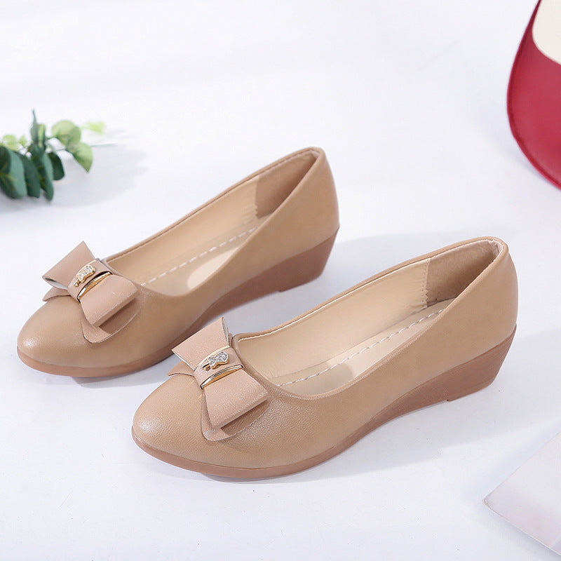 Damen elegante Keil-Pumps mit dekorativem Schleifen-Design R&B
