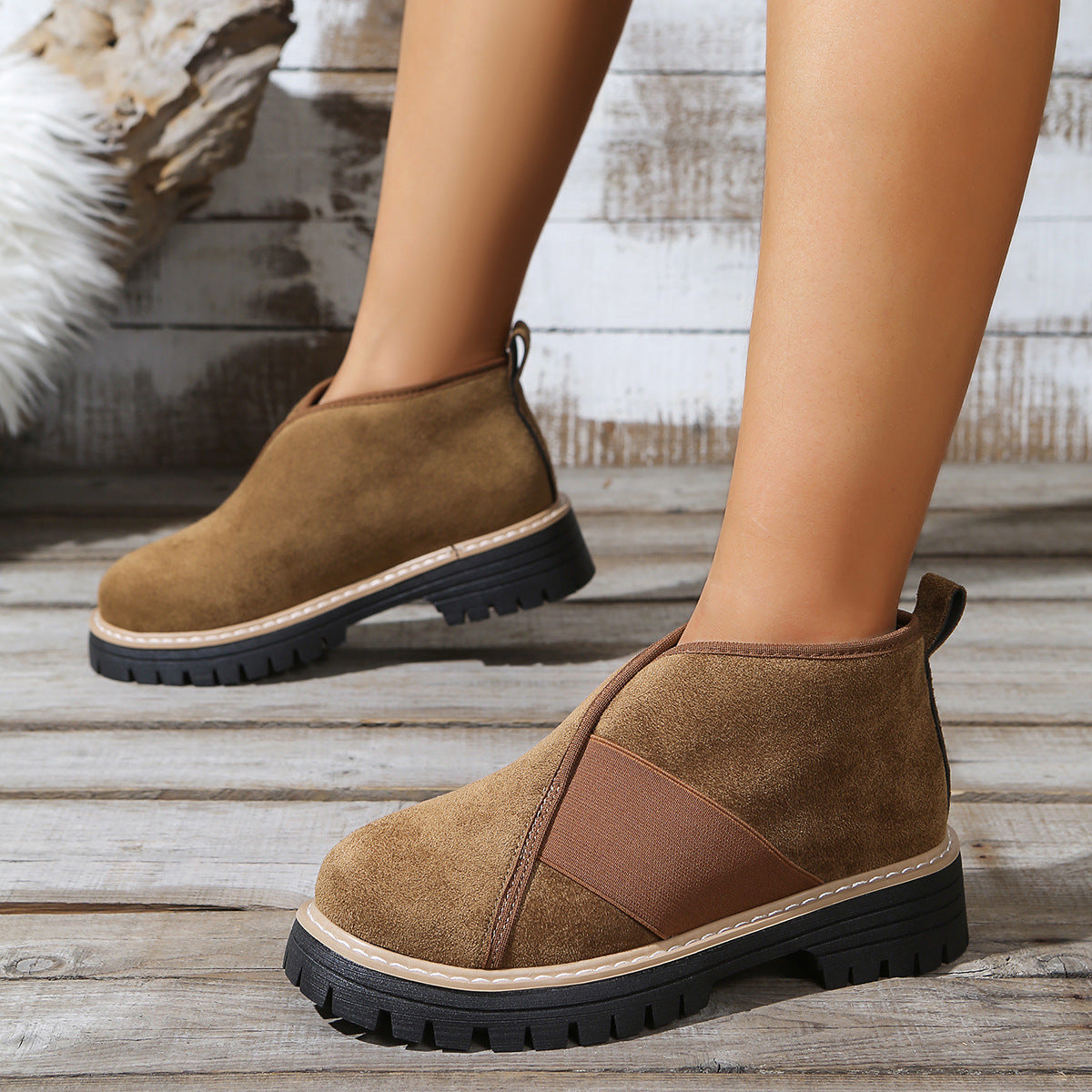 Damen modische Chelsea-Stiefel mit rutschfester Sohle und elastischem Einsatz R&B