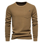 Herren Langarmshirt mit modularem Waffelstruktur und praktischer Brusttasche