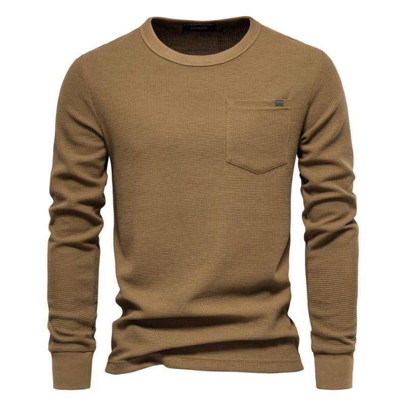 Herren Langarmshirt mit modularem Waffelstruktur und praktischer Brusttasche