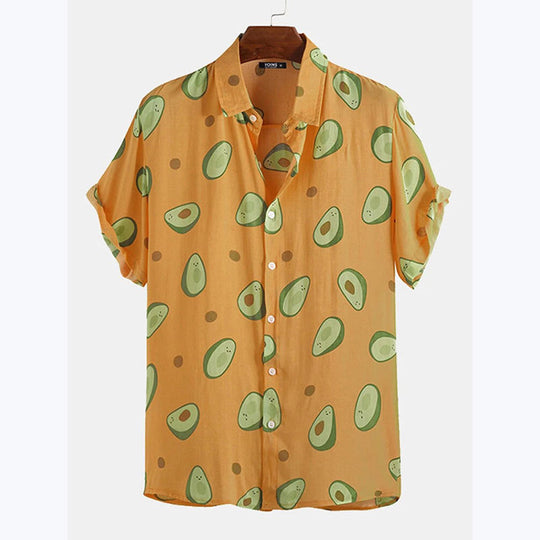 Herren Kurzarmhemd mit frischem Avocado-Muster R&B