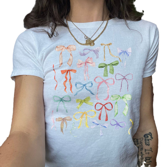 Damen T-Shirt mit flauschigem Schleifenmotiv R&B