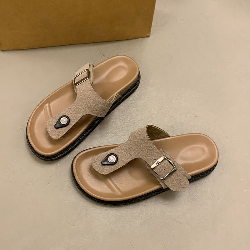 Damen Komfortable Slide-Pantoletten mit verstellbarem Riemen und weichem Fußbett R&B