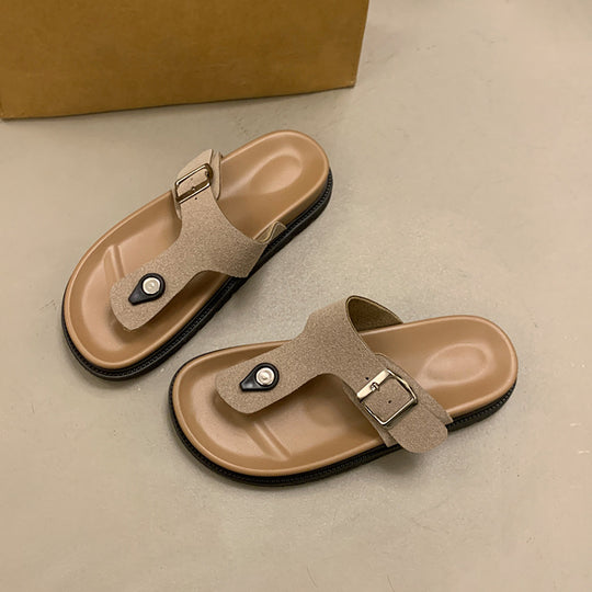Damen Komfortable Slide-Pantoletten mit verstellbarem Riemen und weichem Fußbett R&B
