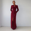 Damen Elegantes Maxikleid mit tailliertem Schnitt und Knopfleiste