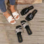 Damen offene Mules mit trendigen Riemen R&B