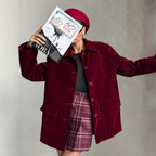 Damen Veloursjacke im modernen Oversized-Stil mit praktischen Taschen R&B