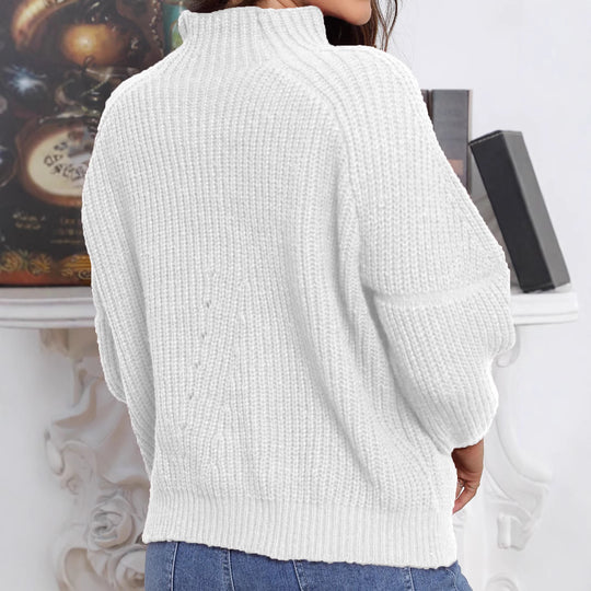 Damen Grobstrick Pullover mit hochgeschlossenem Kragen R&B