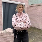 Damen nan leichte gepunktete Windbreaker-Jacke mit Tunnelzug und Stehkragen R&B