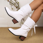 Damen Stiefeletten mit modischem Falten-Design und verstellbarem Riemen R&B