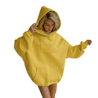 Damen Oversized Hoodie mit Kängurutasche und Kapuze R&B