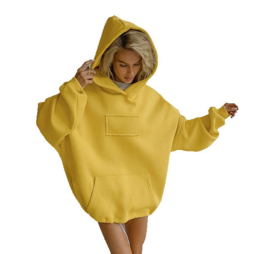 Damen Oversized Hoodie mit Kängurutasche und Kapuze R&B